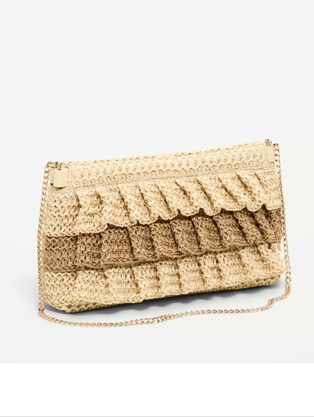 Old Navy Ruffled Raffia Woven Crossbody/Clutch Bag 10x2x6